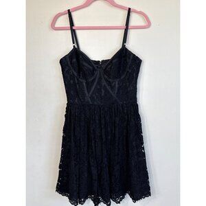 Jill Stuart Black Lace Mini Dress GOTH, SEXY, Adjustable Straps Size 8